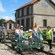 Tourists riding eco-friendly rail cycles on the train tracks